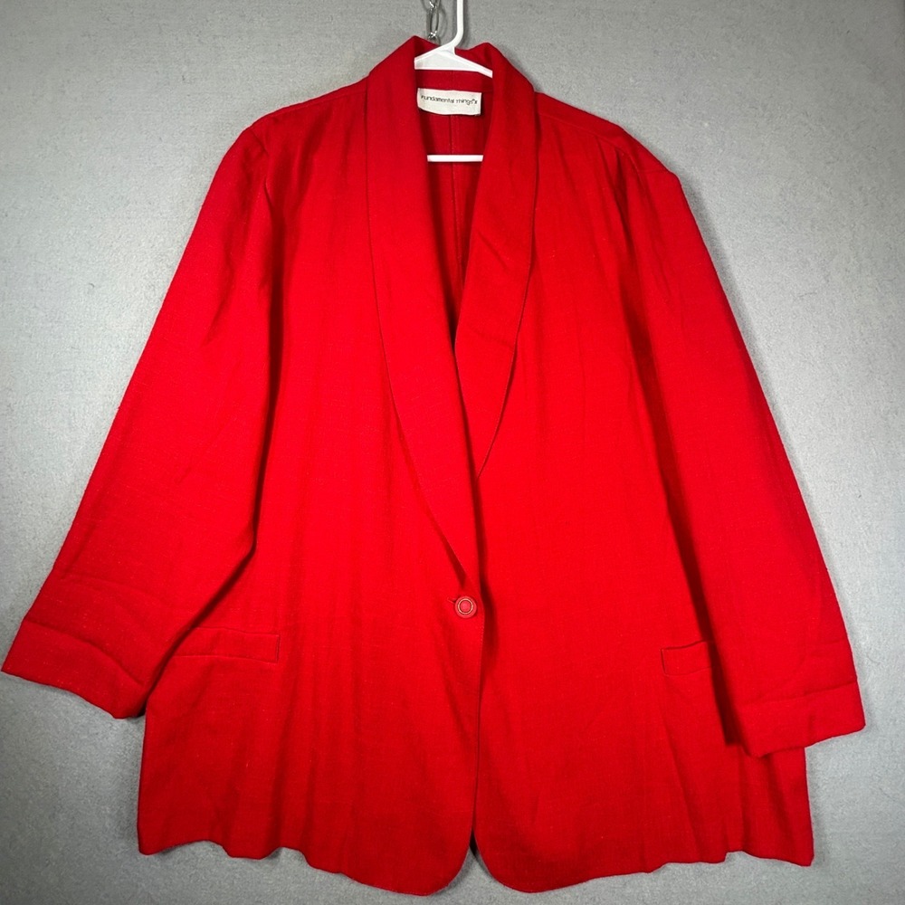 Fundamental Things‎ Blazer Women 24W Shawl Lapel Vintage 90s Professional Red